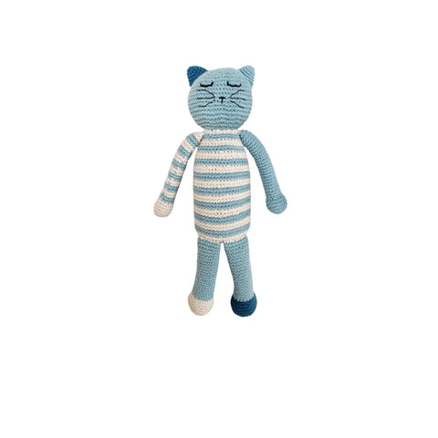 Baby Toy Sleeping Kitten Rattle Blue