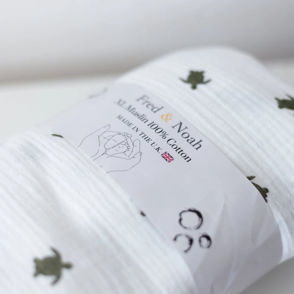 XL Turtle Print Muslin Swaddle