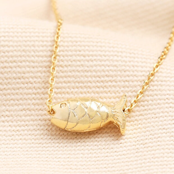 Fish Pendant Necklace in Gold