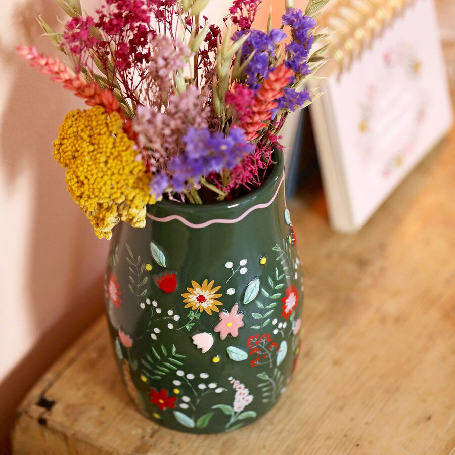 Forest Green Flower Vase