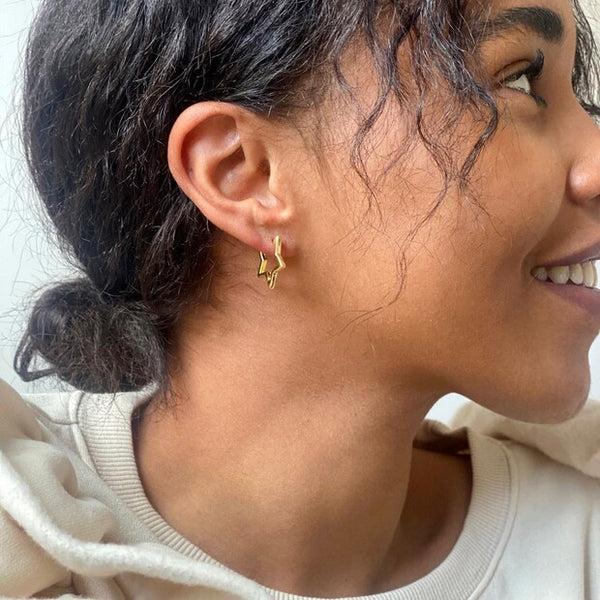 Gold Star Hoop Earrings