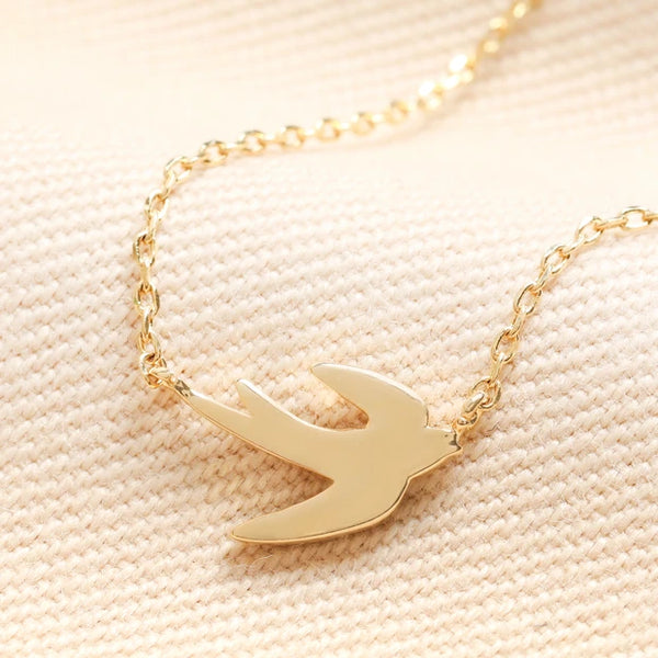 Flying Bird Pendant Necklace in Gold