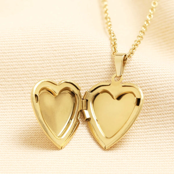 Stainless Steel Swirl Heart Locket Necklace in Gold