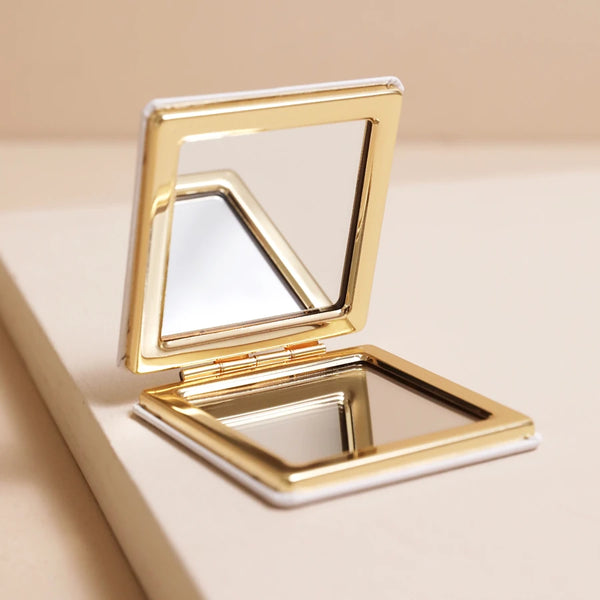 Grey Cat Print Compact Mirror