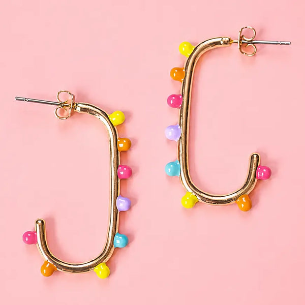 Colourful Dotted Lozenge Statement Earrings