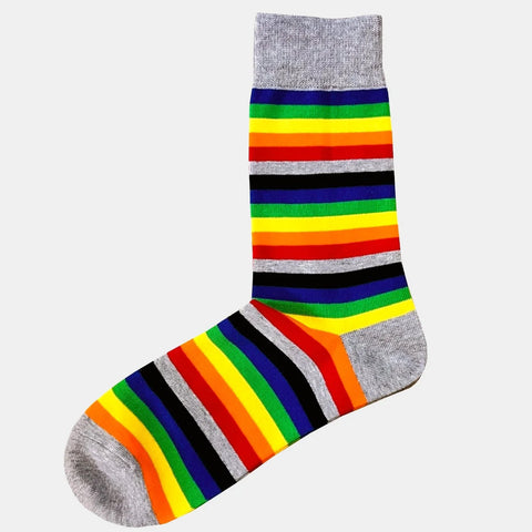 Mens Socks - Multi Coloured Hooped Striped Socks