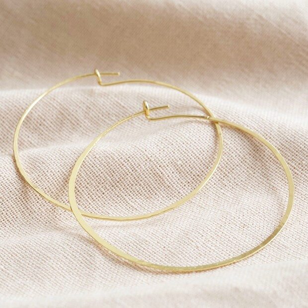 Large Thin Hoop Earrings in Gold Sterling Silver