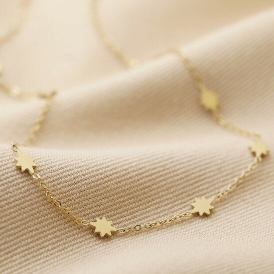 Long Tiny Star Necklace in Gold