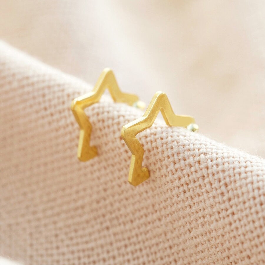 Sterling Silver Star Hoop Earrings Plated In Gold