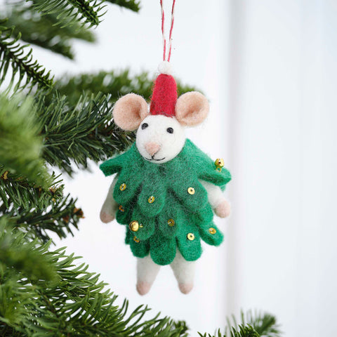 ONE LEFT! Felt Mouse Christmas Tree Decoration