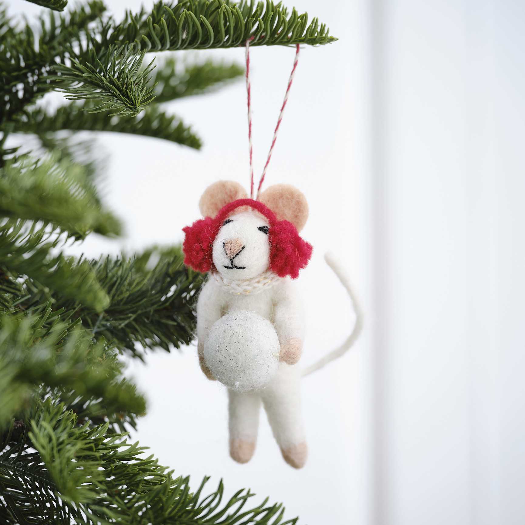 Felt Snowball Mouse Christmas Tree Decoration