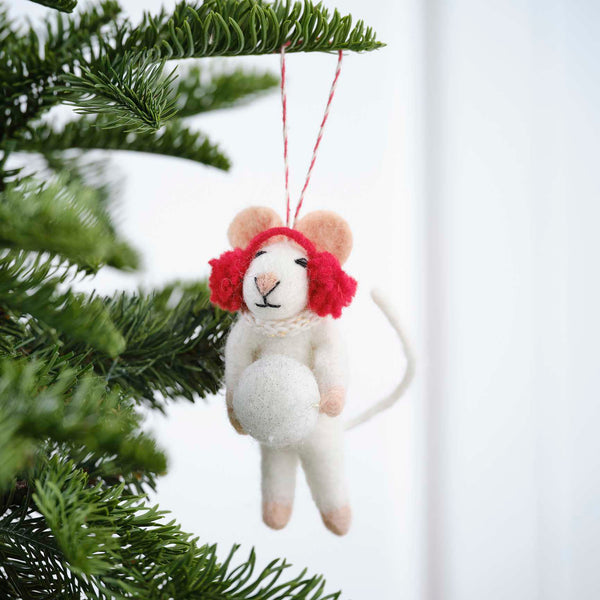 Felt Snowball Mouse Christmas Tree Decoration