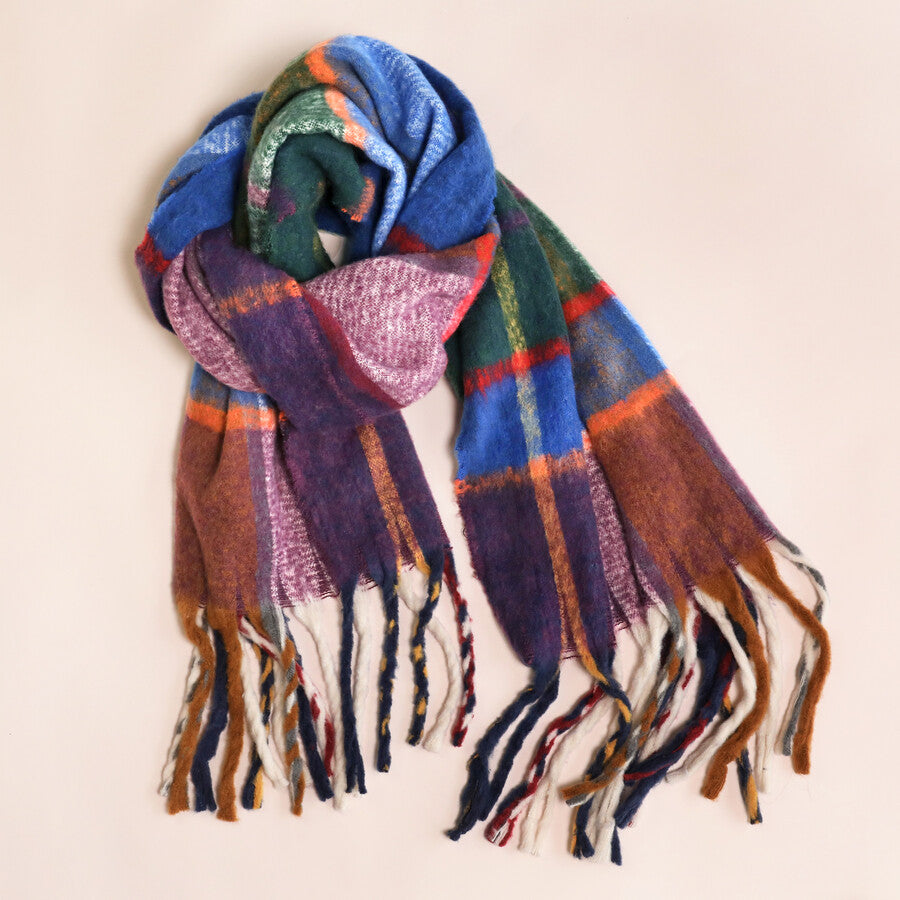 Multicoloured Tartan Check Winter Scarf