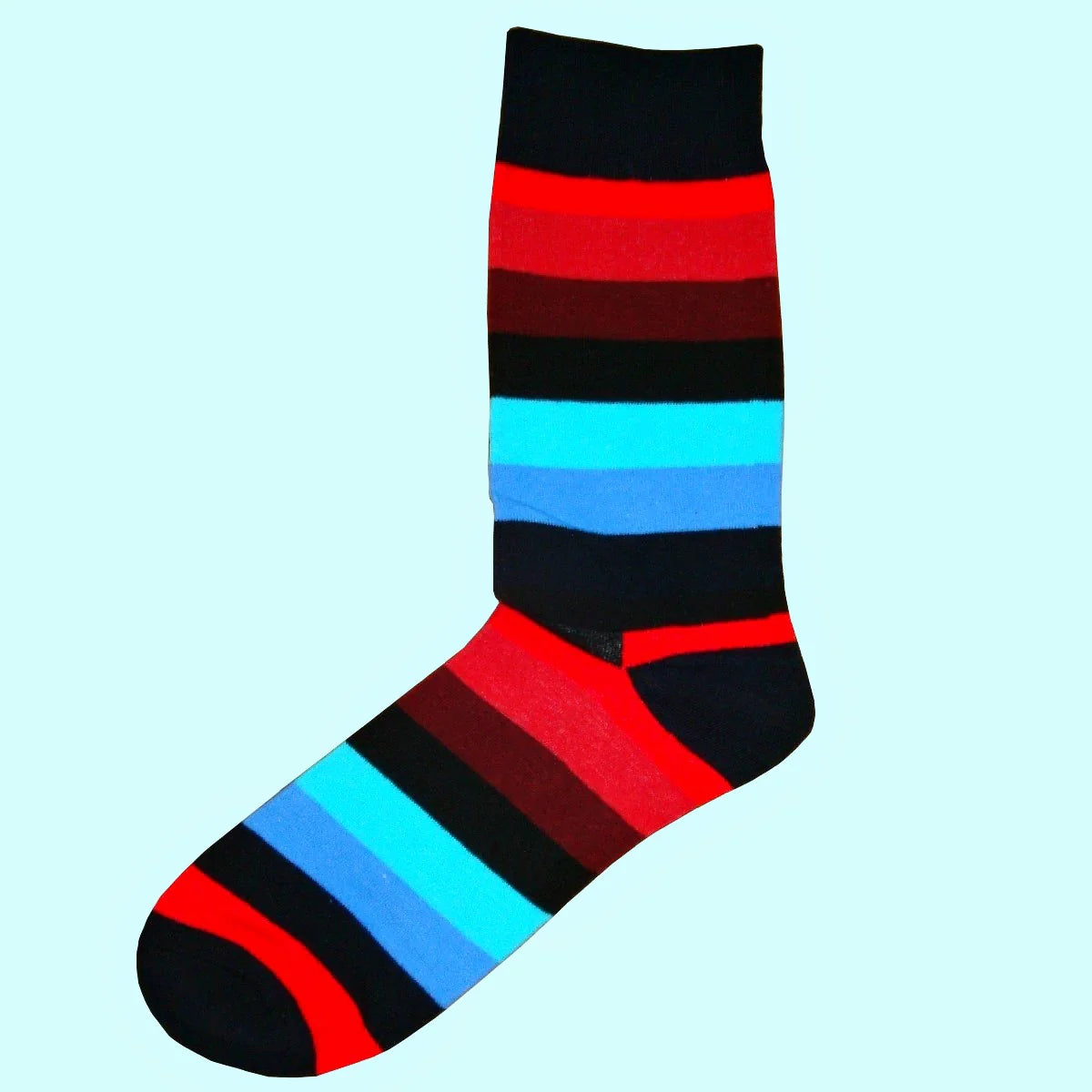 Mens Socks - Multi Coloured Stripe Socks - Black, Red, Wine, Blue, Turquoise