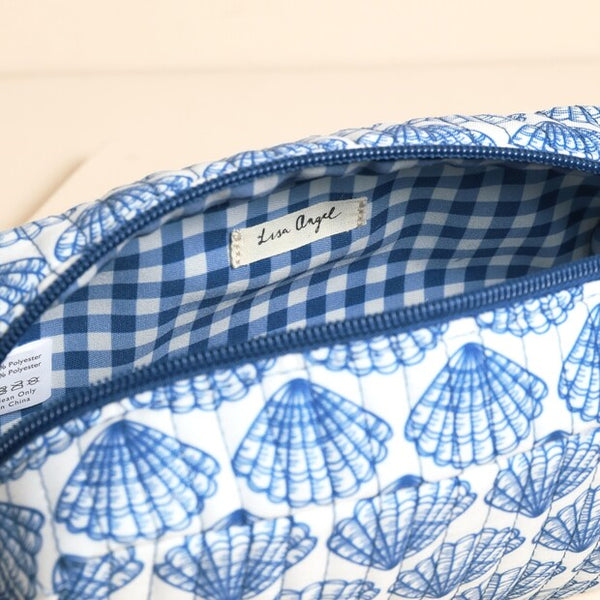 Small Navy Scallop Shell Make Up Bag