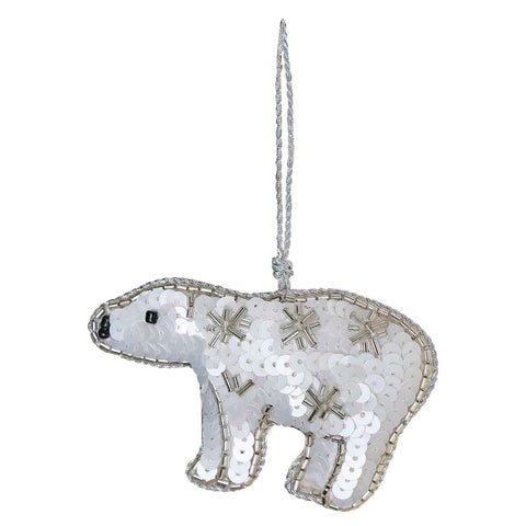 Embellished Polar Bear Christmas Tree Decoration