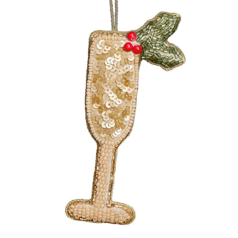 Embellished Gold Sparkling Wine Christmas Tree Decoration