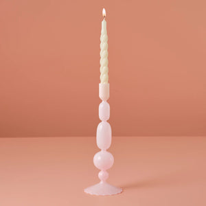 Pink Glass Bubble Dinner Candle Holder