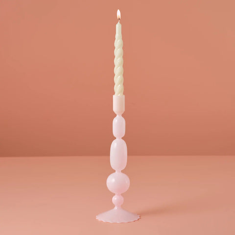 Pink Glass Bubble Dinner Candle Holder