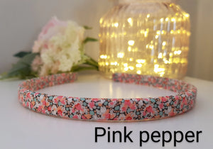 Liberty London Fabric Skinny Headband - Pink Pepper