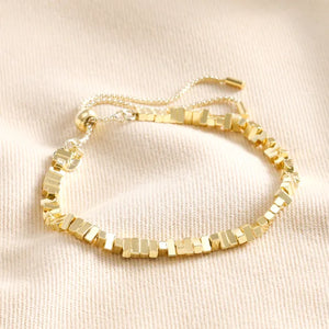 Rectangular Bead Slider Chain Bracelet in Gold