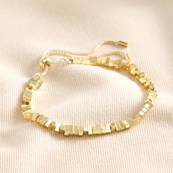 Rectangular Bead Slider Chain Bracelet in Gold