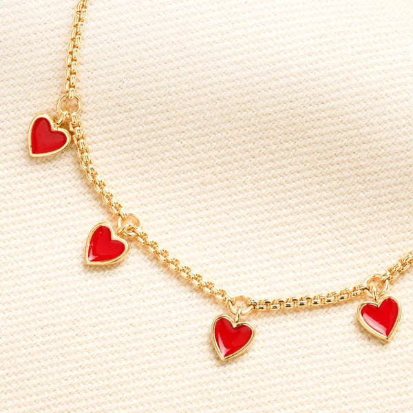Enamel Heart Charm Bracelet in Gold