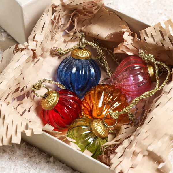 Set of 5 Bright Glass Mini Baubles