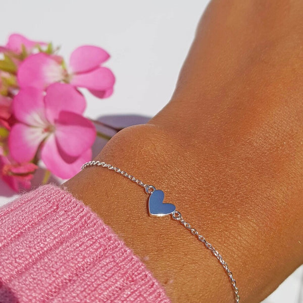 Shiny Silver Heart Charm Bracelet