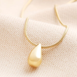 Stainless Steel Teardrop Necklace in Gold