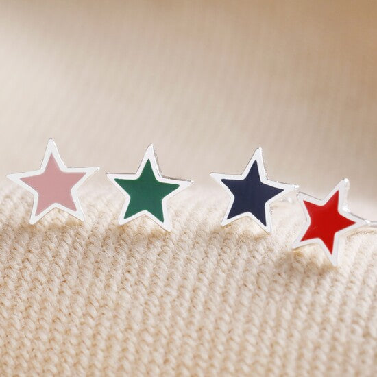 Set of 4 Colourful Enamel Star Stud Earrings