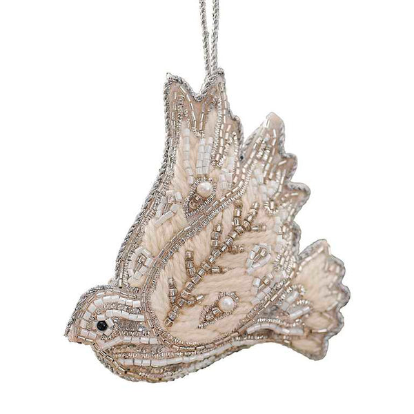 Dove Embroidered Christmas Hanging Tree Decoration