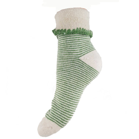 Green & Cream Striped Cuff Socks