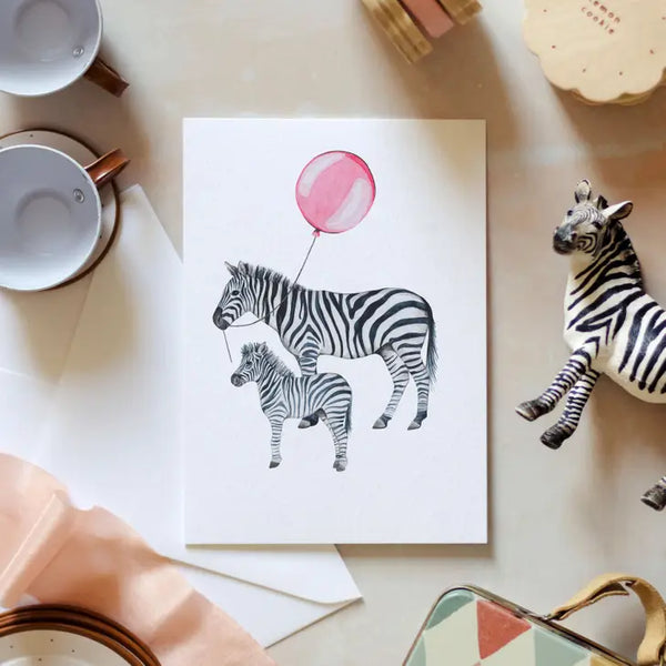 New Baby Zebra Watercolour Sustainable Greetings Card