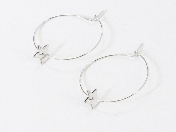 Star Hoops - in Gold or Silver