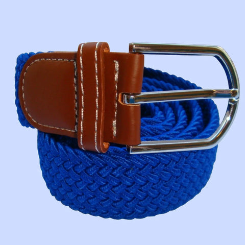 Plain Elasticated Woven Belt - Royal Blue