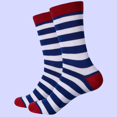 Men's Hooped Stripe and Heel and Toe Socks Navy/White