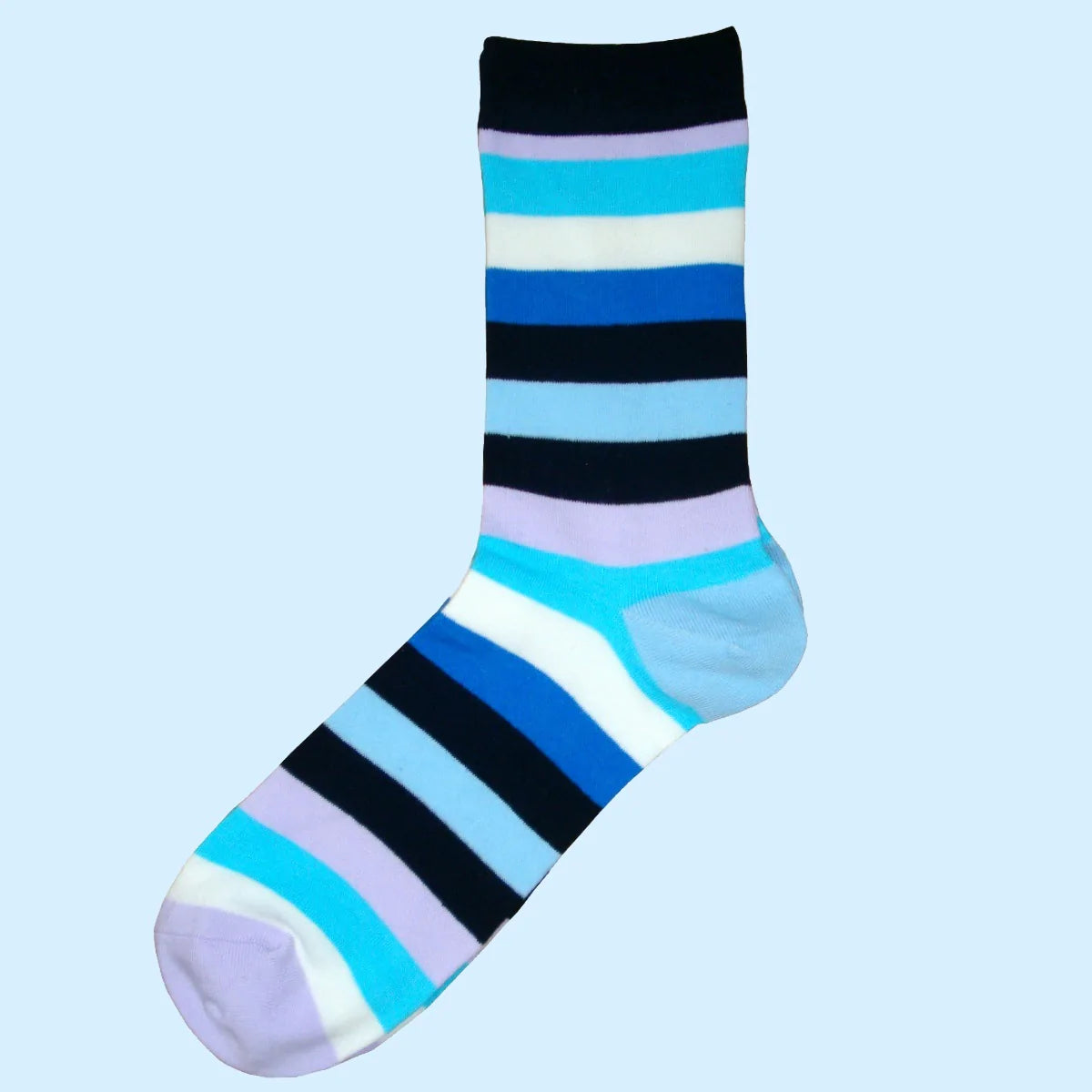 Multi Coloured Stripe Men's Socks Navy/Turquoise/White/Lilac/Light Blue