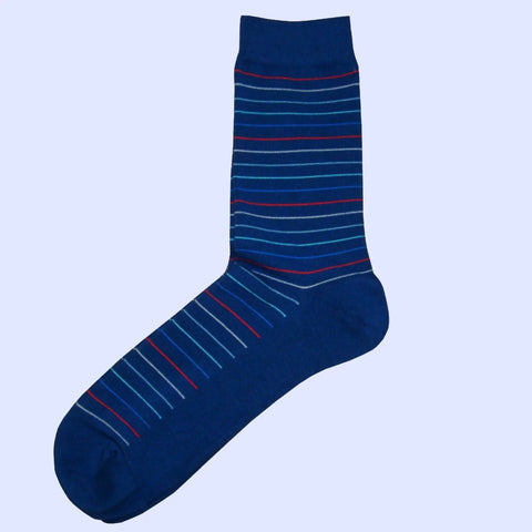 Men's Horizontal Thin Striped Socks Navy/Blue/Red/Purple/White/Green