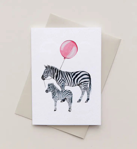 New Baby Zebra Watercolour Sustainable Greetings Card