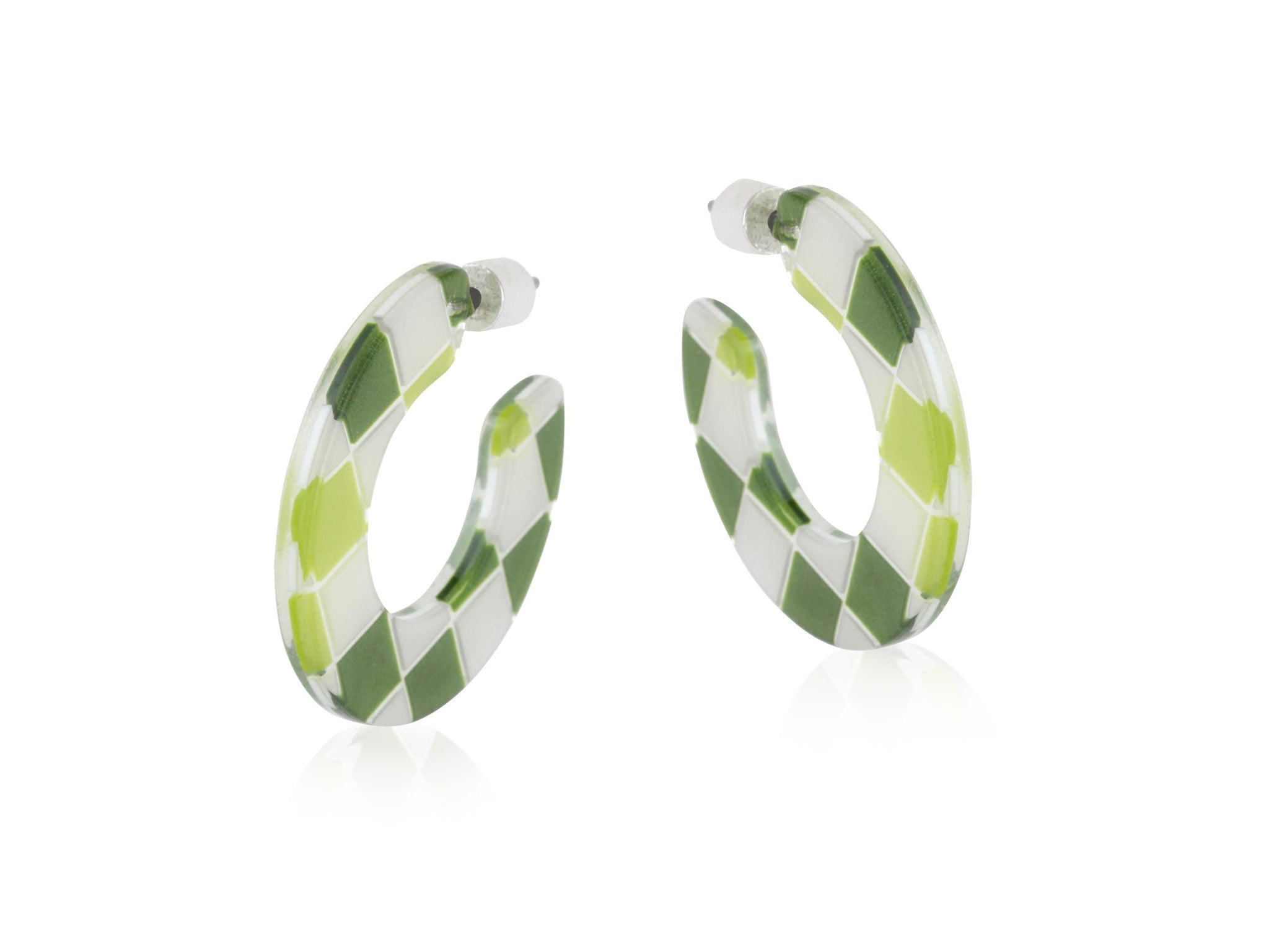 Simple Hoop Resin Earrings - Green