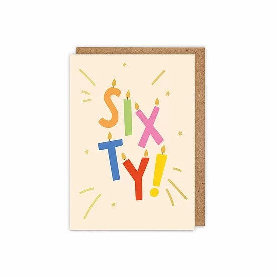 Gold Foiled 'sixty!' Letter Candles 60th Age Birthday Card