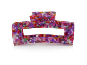 Large Resin Bulldog Hairclip - Pink & Purple