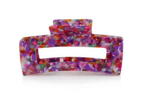 Large Resin Bulldog Hairclip - Pink & Purple