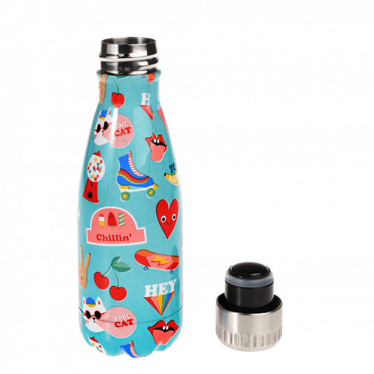 Stainless Steel Water Bottle - Retro & Roller Skates - 260ml