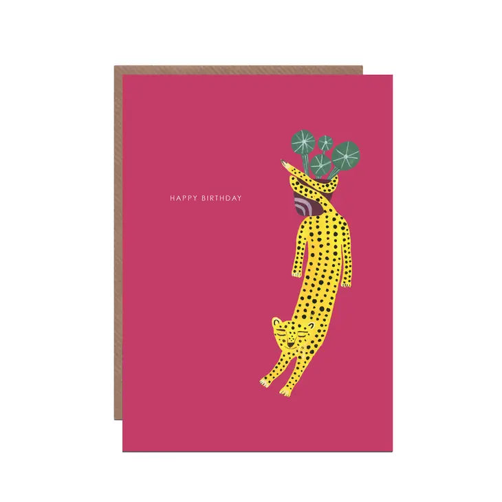 Lying Leopard Birthday Greetings Card