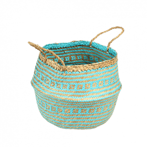 Small Turquoise Seagrass Basket