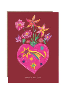 Heart Vase Greetings Card