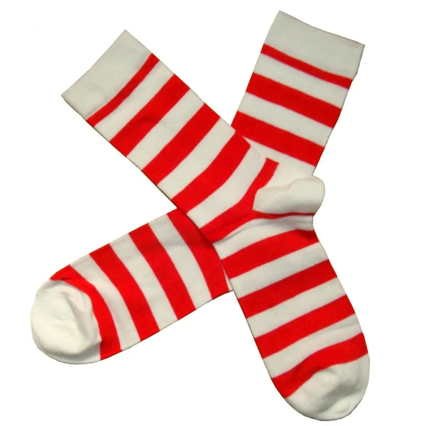 Men's Stripe Socks - Red and White