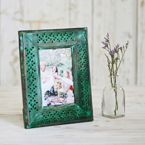 Green Antique Style Wooden Photo Frame